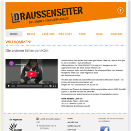 Straßenmagazin DRAUSSENSEITER mit Fokus auf Köln und soziale Themen.